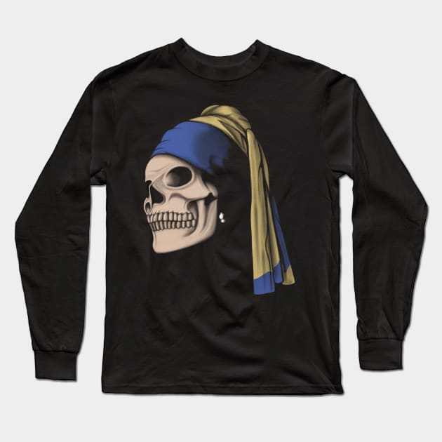 The Skull with a Pearl Earring Long Sleeve T-Shirt by perdita00